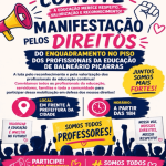 Agentes e monitores da Educação de Balneário Piçarras promovem protesto em frente à Prefeitura nesta segunda-feira (20)