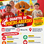 Quartel dos Bombeiros Militares de Balneário Piçarras estará aberto para as crianças neste sábado (10)